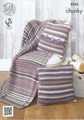 Blanket and Cushion Covers in King Cole Riot Chunky (4236)