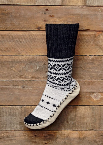 Jacquard Slipper Socks with Lapel in Bergere de France (428.09)