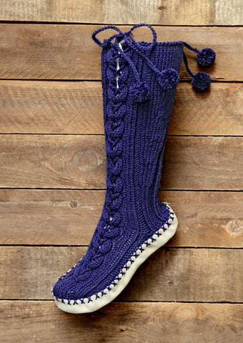 Lace Up Cable Slipper Socks in Bergere de France Magic+ (428.45)