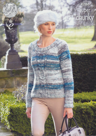 Round and Polo Neck Sweaters in King Cole Big Value Super Chunky Tints (4286)