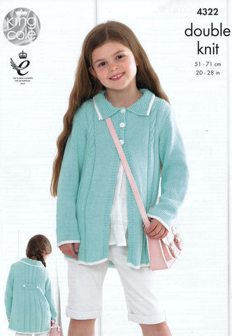 Girls' Coats in King Cole Bamboo Cotton DK (4322)
