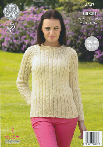 Cardigan and Sweater in King Cole Fashion Aran (4347)