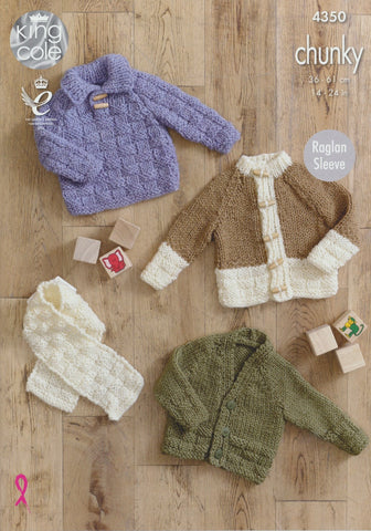 Sweater, Cardigans and Scarf in King Cole Magnum Chunky (4350)