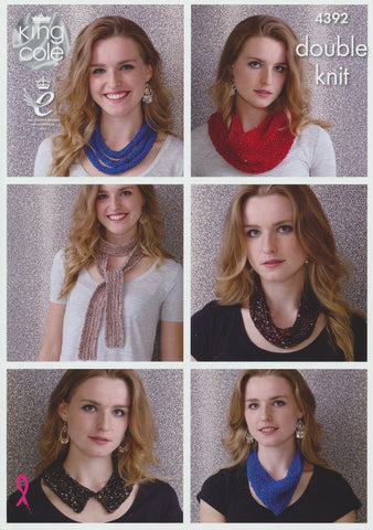 Necklaces, Snoods, Collar and Scarf in King Cole Smooth DK and Cosmos (4392)