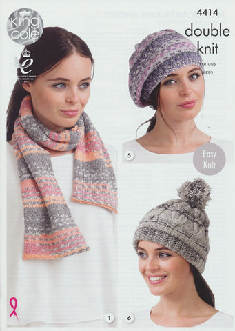 Hat, Scarfs and Snood in King Cole Drifter DK (4414)