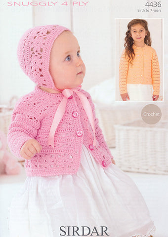 Cardigan and Bonnet in Sirdar Snuggle 4 Ply (4436)
