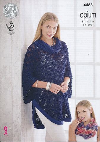 Poncho, Cape and Snood in King Cole Opium, Opium Palette and Cotton Soft DK (4468)