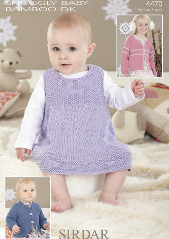 Pinafore and Cardigans in Sirdar Snuggly Baby Bamboo DK (4470)