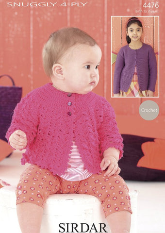 Long Sleeved Coat and Round Neck Cardigan in Sirdar Snuggly 4 Ply (4476)