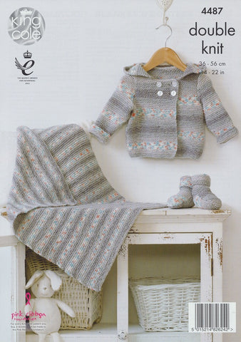 Hooded Jacket, Blanket and Bootees in King Cole Drifter DK for Baby (4487)