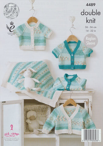 Raglan Cardigans and Blanket in King Cole Drifter DK for Baby and Cottonsoft DK (4489)