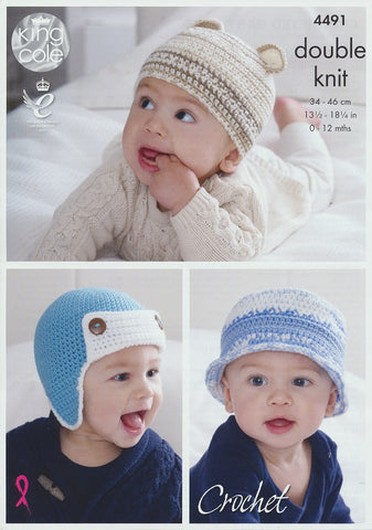 Crocheted Baby Hats in King Cole Cherish and Cherished DK (4491)