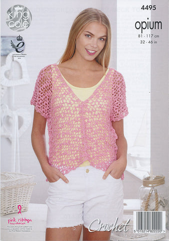 Mesh Wide-Necked Tunic and V-Neck Top in King Cole Opium (4495)