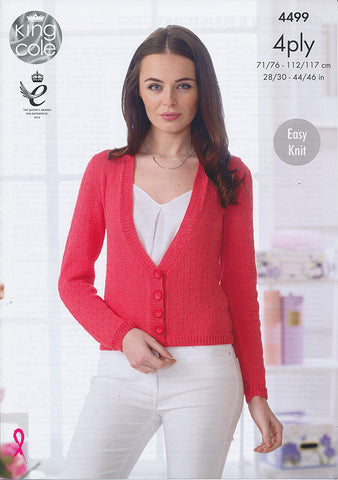 Cardigan and Waistcoat in King Cole Giza Cotton 4 Ply (4499)