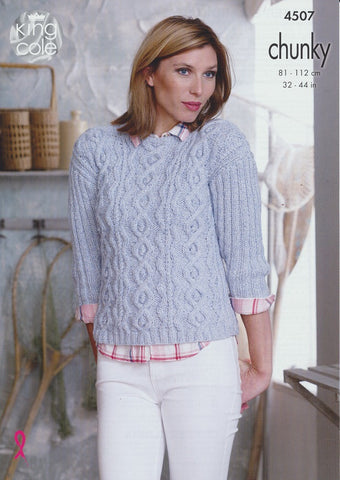 Sweater and Cardigan in King Cole Authentic Chunky (4507)