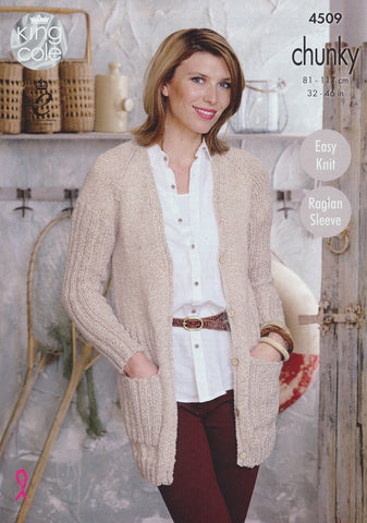 Cardigan and Sweater in King Cole Authentic Chunky (4509)