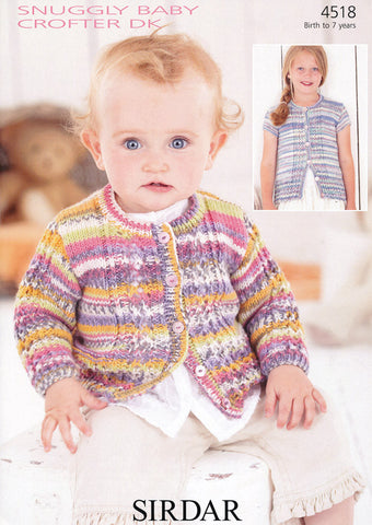 Baby and Girl's Cardigans in Sirdar Snuggly Baby Crofter DK (4518)