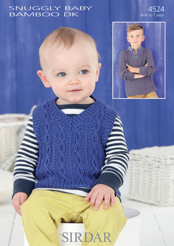 Boys V Neck Tank and Sweater in Sirdar Snuggly Baby Bamboo DK (4524)