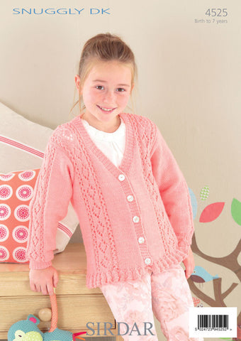 Babies & Girls Round and V Neck Cardigans in Sirdar Snuggly DK (4525)