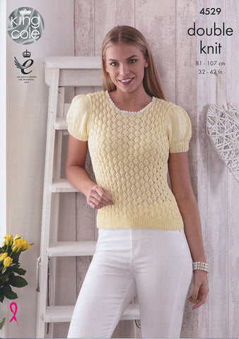 Top and Cardigan in King Cole Giza Cotton DK (4529)