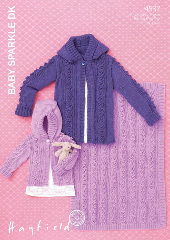 Babies & Girls Hooded Jacket and Blanket in Hayfield Baby Sparkle DK (4537)
