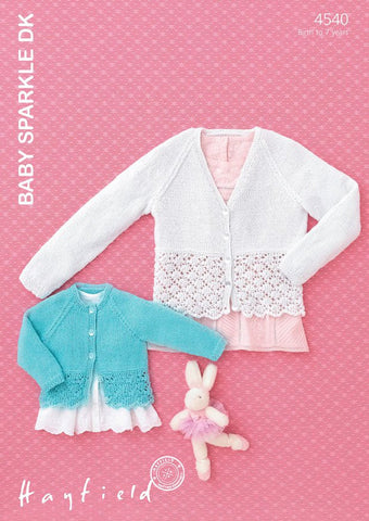 Babies & Girls Round and V Neck Cardigans in Hayfield Baby Sparkle DK (4540)
