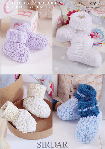 Bootees in Sirdar Snuggly Bubbly DK and Snuggly DK (4557)