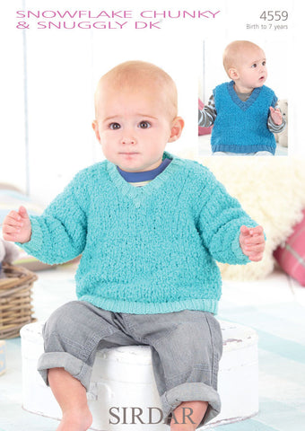 Boys V Neck Tank and Sweater in Sirdar Snowflake Chunky and Snuggly DK (4559)