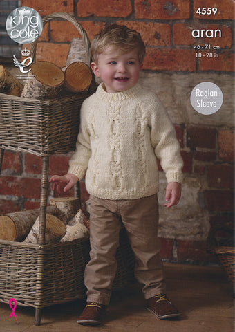 Sweater and Cardigan in King Cole Fashion Aran (4559)