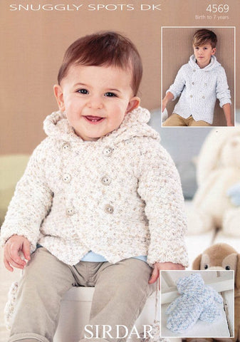 Hooded Coat and Mittens in Sirdar Snuggly Spots DK (4569)