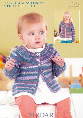 Babies and Girls Round Neck A-line Cardigan in Snuggly Baby Crofter DK (4575)