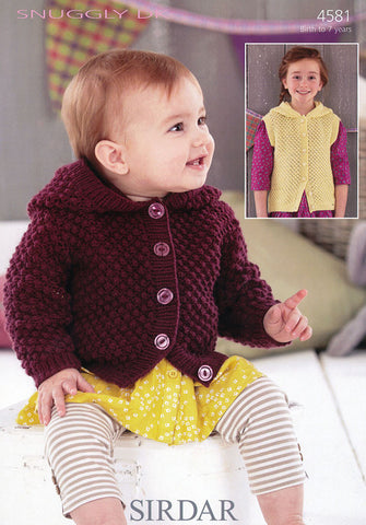 Girls Hooded Jacket and Waistcoat in Sirdar Snuggly DK (4581)