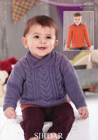 Boys Round Neck and Wrap Neck Sweaters in Sirdar Snuggly DK (4584)