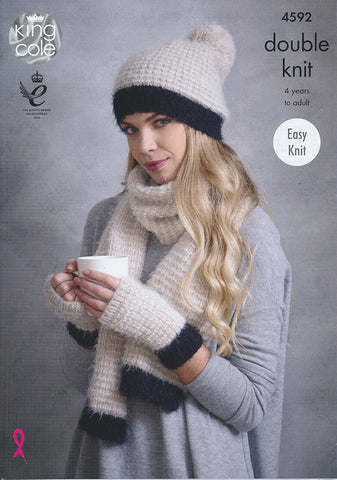 Snood, Hats, Mitts and Scarf in King Cole Embrace DK (4592)