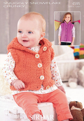 Girls Hooded and S.U.N Gilets in Sirdar Snuggly Snowflake Chunky (4595)