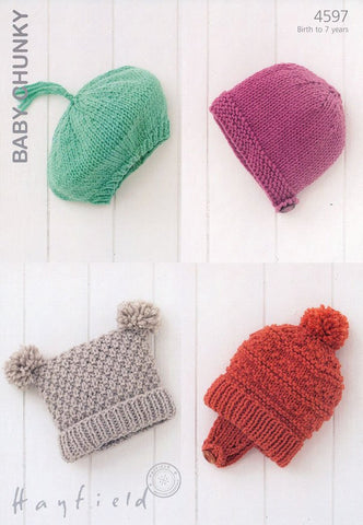 Hat, Beret, Helmet and Bonnet in Hayfield Baby Chunky (4597)
