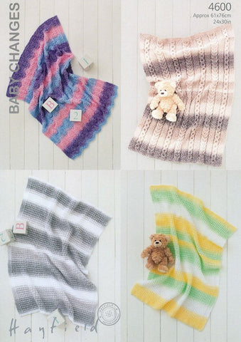 Lace, Tuck-Stitch, Cabled and Textured Blankets in Hayfield Bonus Baby Changes DK (4600)