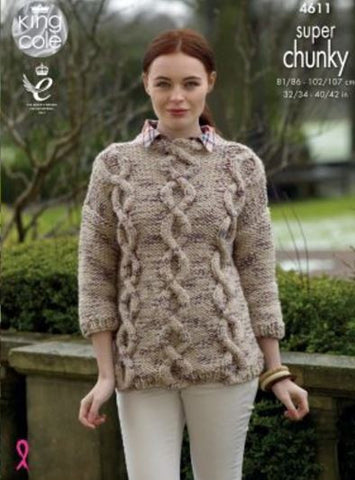 Sweater and Cardigan in King Cole Super Chunky Twist - Big Value (4611)