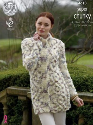 Coatigan and Cardigan in King Cole Super Chunky Twist - Big Value (4613)