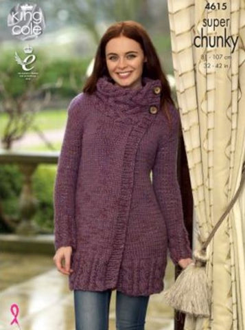 Cardigan and Waistcoat in King Cole Super Chunky Twist - Big Value (4615)