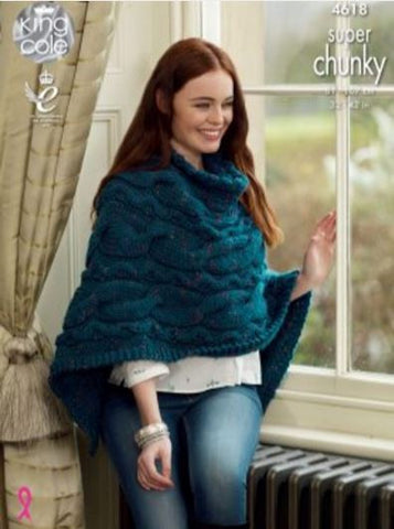 Sweater and Poncho in King Cole Super Chunky Twist - Big Value (4618)