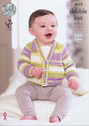 Cardigans in King Cole Comfort and Comfort Prints DK (4619)