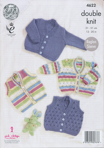Cardigans and Waistcoat in King Cole Comfort and Comfort Prints DK (4622)