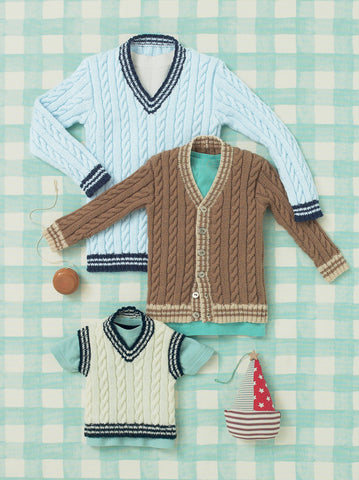 Babies and Boys Sweater, Tank and Cardigan in Sirdar Snuggly 4 Ply (4641) - Digital Version
