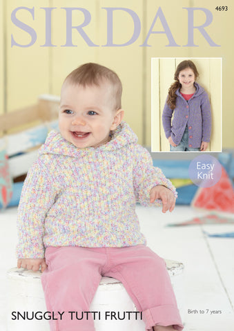 Hooded Cardigan and Sweater in Sirdar Snuggly Tutti Frutti (4693)