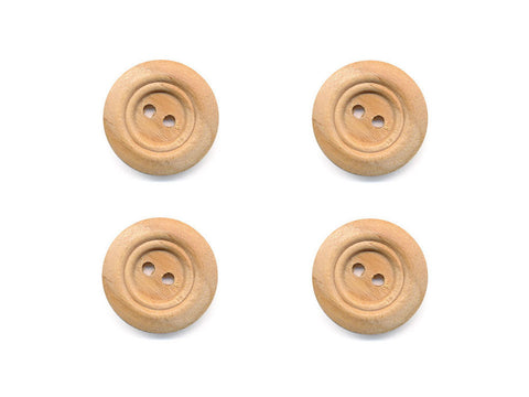 Rimmed  Round Buttons - Wood - 097
