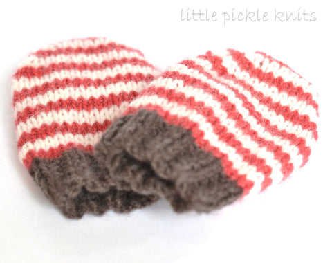 4ply Stripy Baby Mittens by Linda Whaley - Digital Version