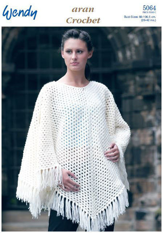 Crochet Poncho in Wendy Aran with Wool (5064) Digital Version