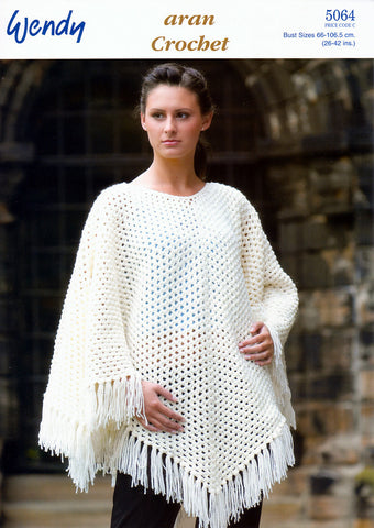 Crochet Poncho in Wendy Aran with Wool (5064)