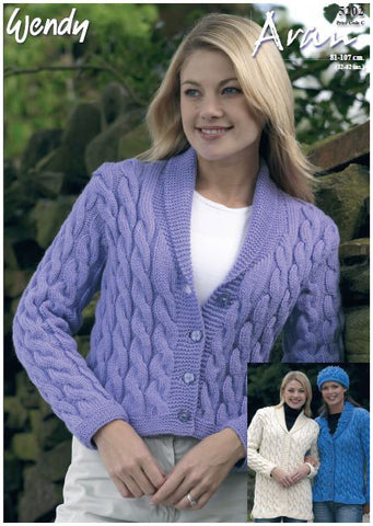 Cable Jackets and Hat in Wendy Aran with Wool (5202) Digital Version